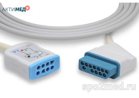 NK-2509-I, Кабель пациента электрокардиографический для подключения пациента к монитору (магистральный), Nihon Kohden, 2.5м, IEC