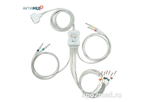 E10R-FD1-B/I, Кабель пациента электрокардиографический для подключения пациента к монитору (единый), Fukuda Denshi, двенадцатиэлектродный,10 отведений, 3.4м, тип "банан"