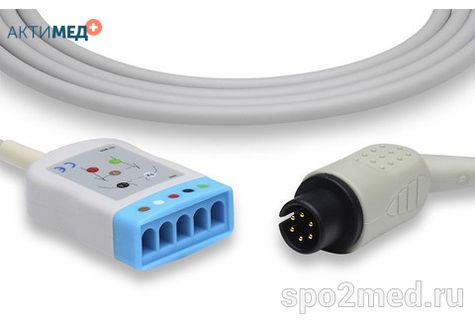 DR-2540-I, Кабель пациента электрокардиографический для подключения пациента к монитору (магистральный на 5 отв.), AAMI, 2.5м, IEC, Mindray