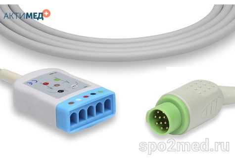 D-1154-I, Кабель пациента электрокардиографический для подключения пациента к монитору (магистральный на 5 отв.), Schiller, 2.5м, IEC