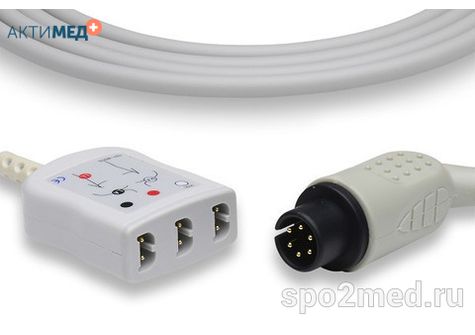LL-2340-I, Кабель пациента электрокардиографический для подключения пациента к монитору (магистральный на 3 отв.), AAMI, 2.5м, IEC, LL