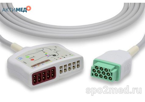 MQ-21086-I, Кабель пациента электрокардиографический для подключения пациента к монитору (магистральный на 10 отв.), Marquette, 2.5м, IEC