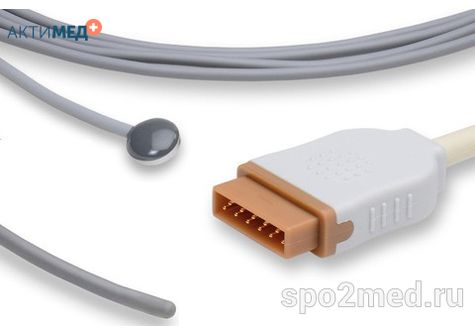 Датчик температурный многоразовый, Marquette, двойной, взрослый, накожный/ректальный, 3.0 метра, междун. марк: TMQ-AS/AG