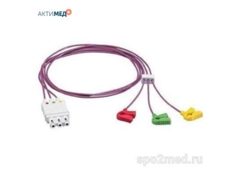 Кабель ЭКГ на 3 отведения с зажимами M1626A Кабель ЭКГ на 3 отведения с зажимами M1626A