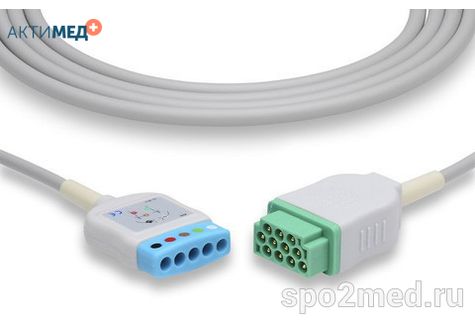 D36-1586-I, Кабель пациента электрокардиографический для подключения пациента к монитору (магистральный на 5 отв.), Marquette, 3.6м, IEC, Din