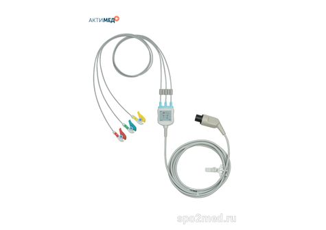 2340P-I, Кабель пациента электрокардиографический для подключения пациента к монитору (единый), AAMI, трехэлектродный: отведения (I,II,III), 3.4м, тип "прищепка", IEC